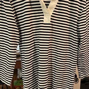 Lands' End Black and White Striped Dress